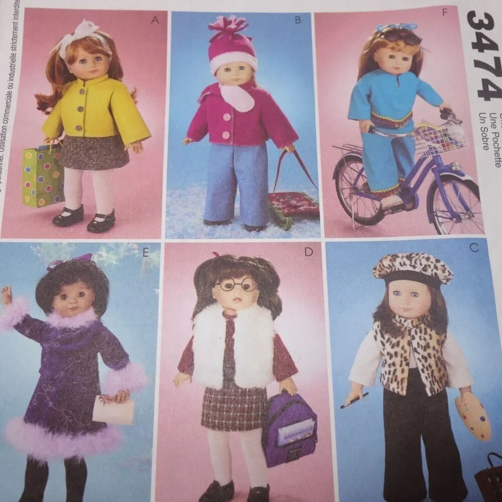 NEW McCall's 3474 Doll Clothes Pattern 18